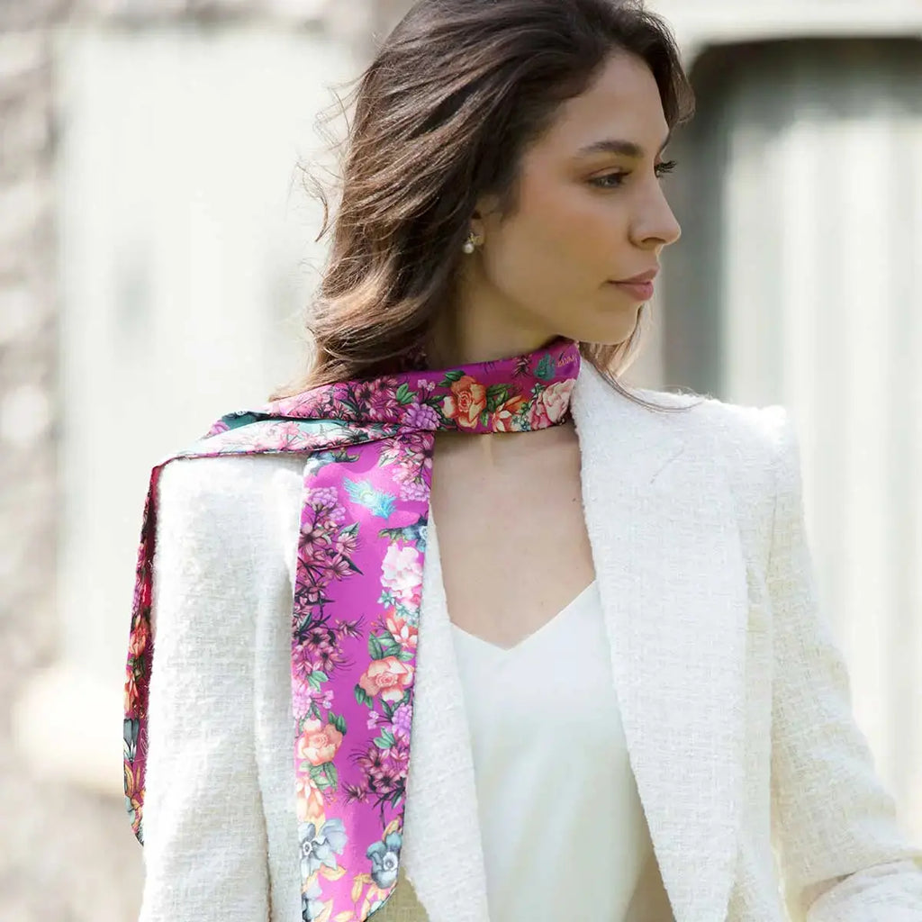 Clare Haggas Classic Airs and Graces Silk Scarf - Damson